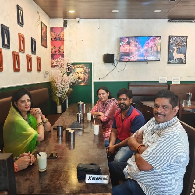 Family dining at a reserved table